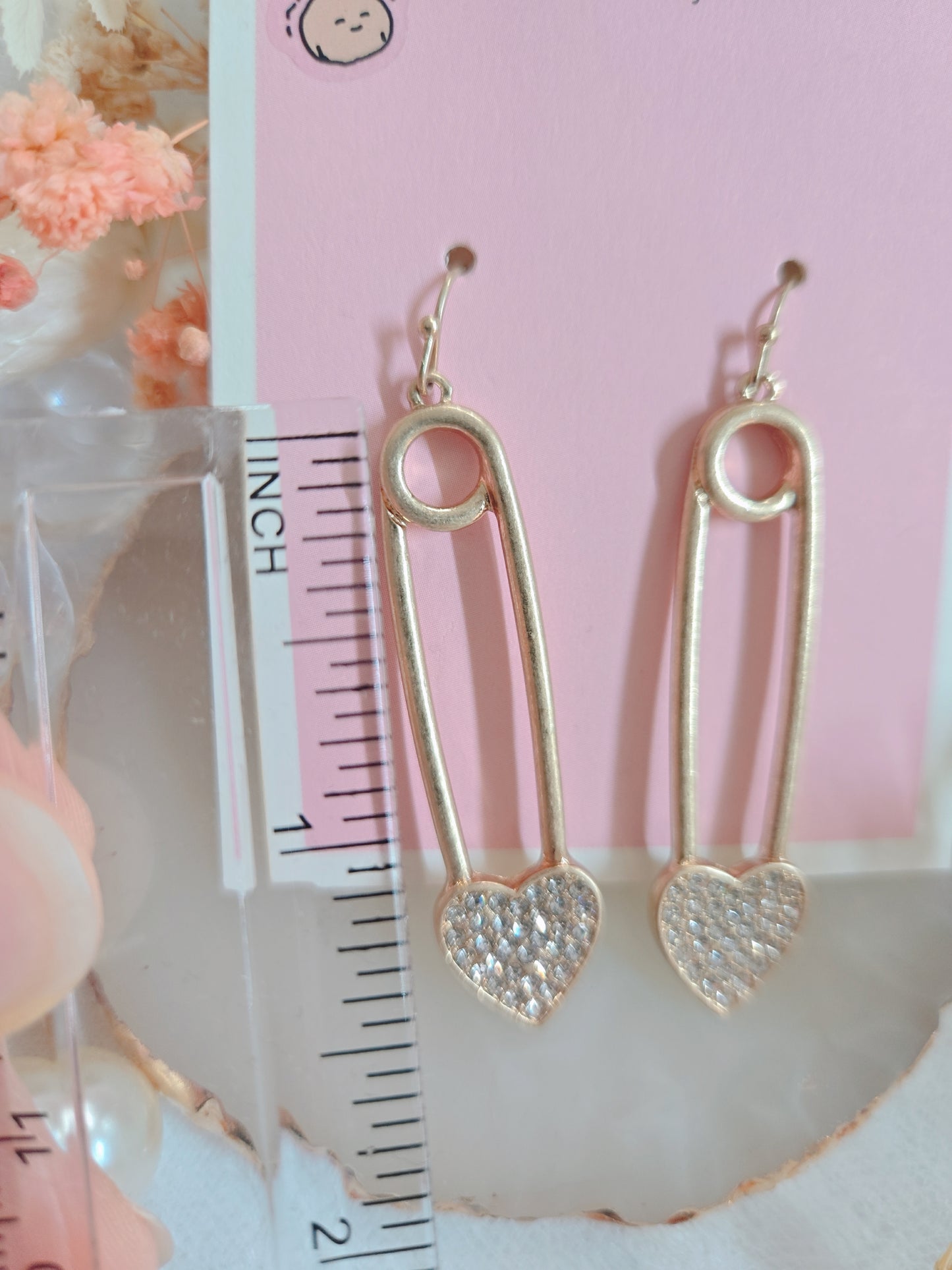 Heart Pin Stone Dangle Earring