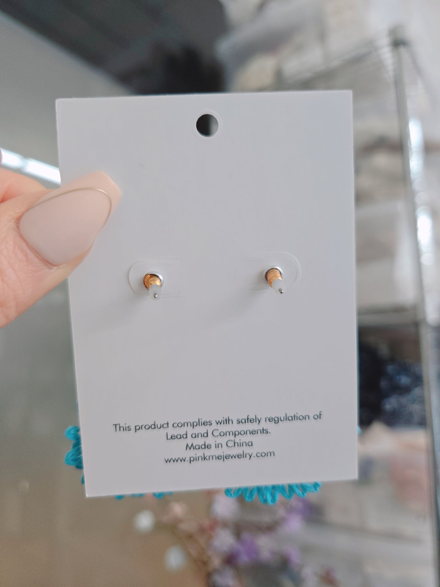 Gold Blue Yellow Flower Drop Earring