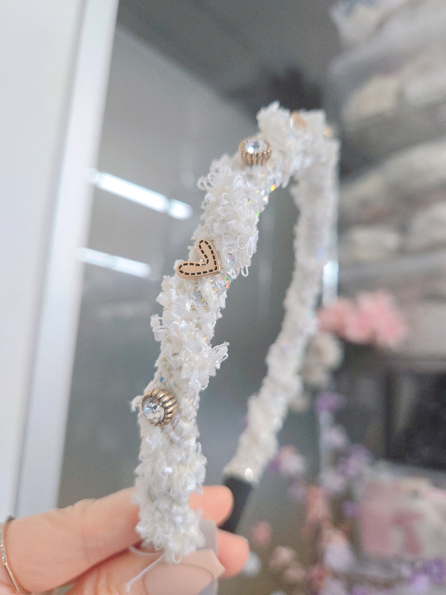 1 Pink Cubic Stone Stud Hairband