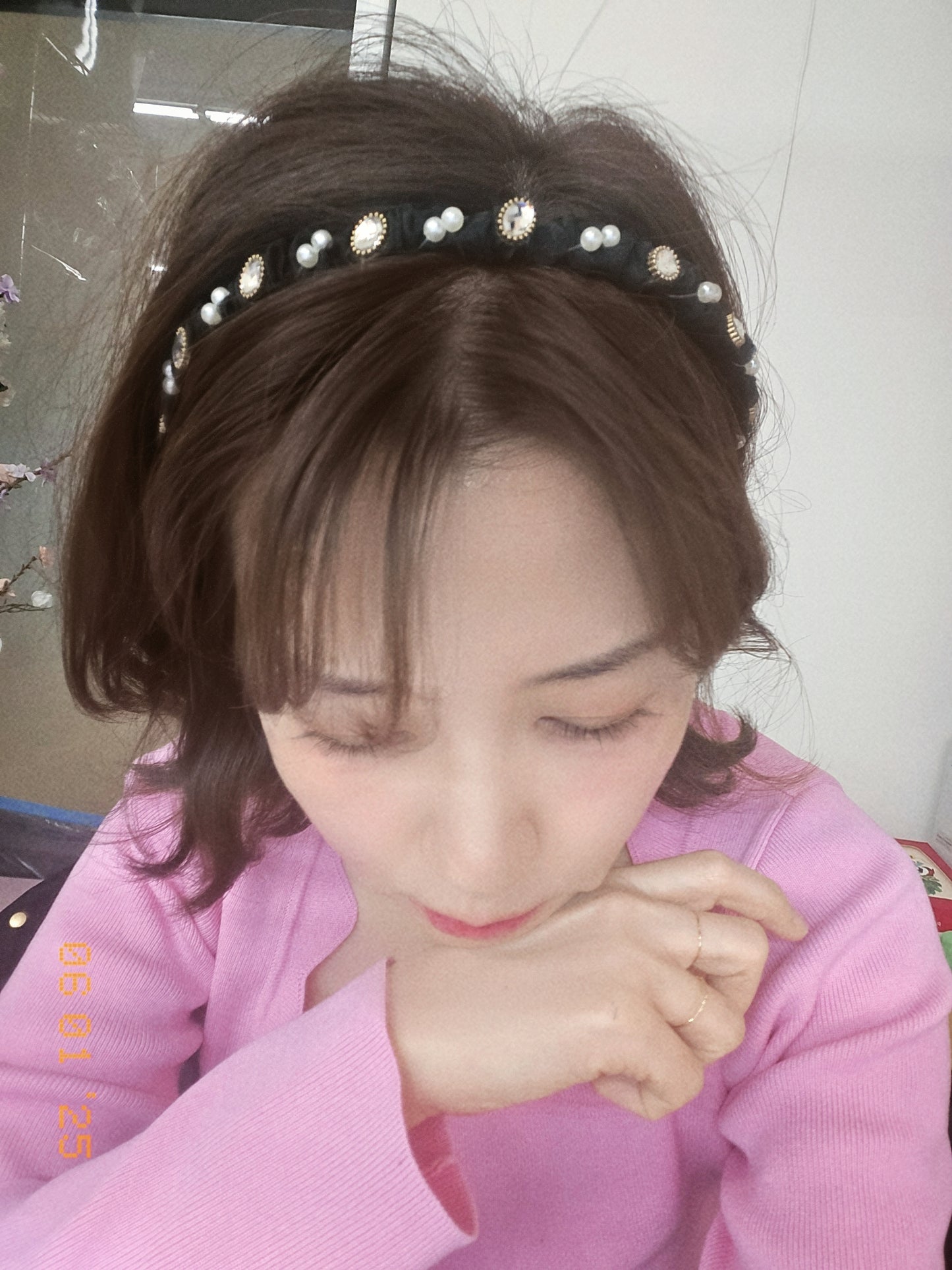 Stone Black Pearl Princess Hairband