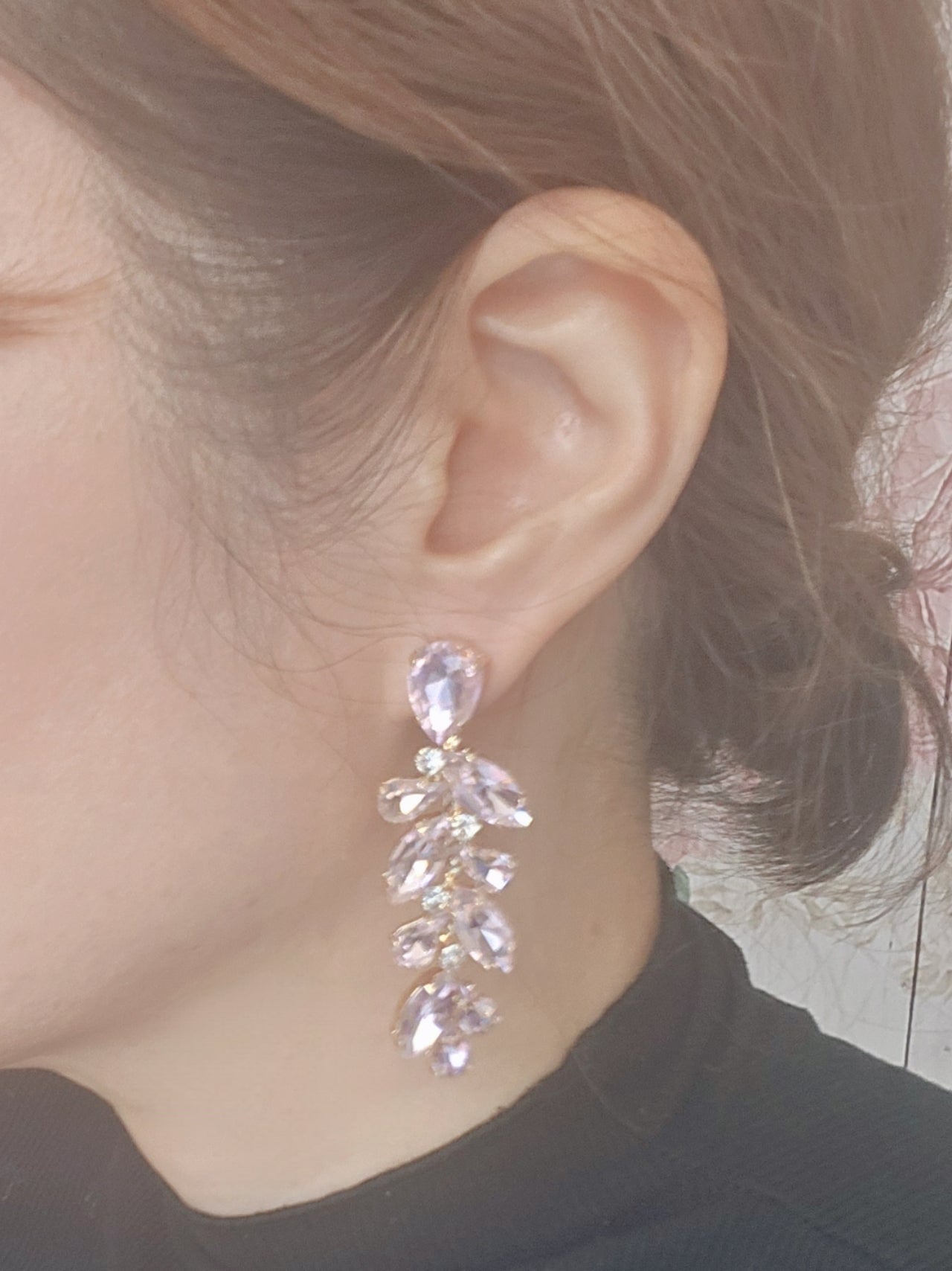 Pink Stone Bling 2.5" Drop Earring