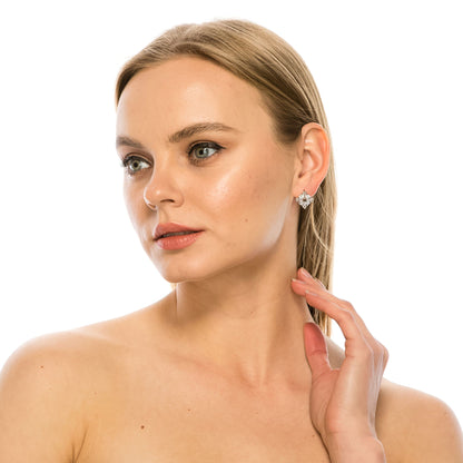 SS071520-Sterling Silver Post Cubic Zirconia Stone Brass Metal Stud Earrings