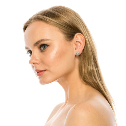 SS071501-Sterling Silver Post Cubic Zirconia Stone Brass Metal Stud Earrings