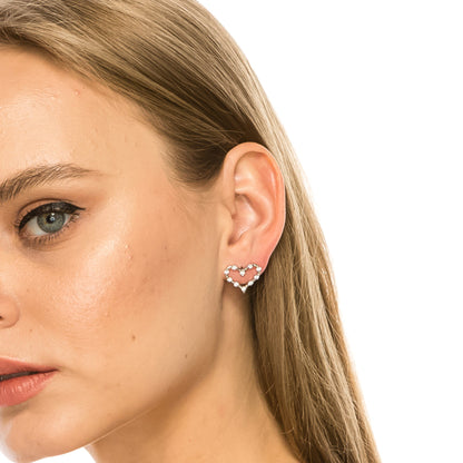 SS071512-Sterling Silver Post Cubic Zirconia Stone Brass Metal Stud Earrings