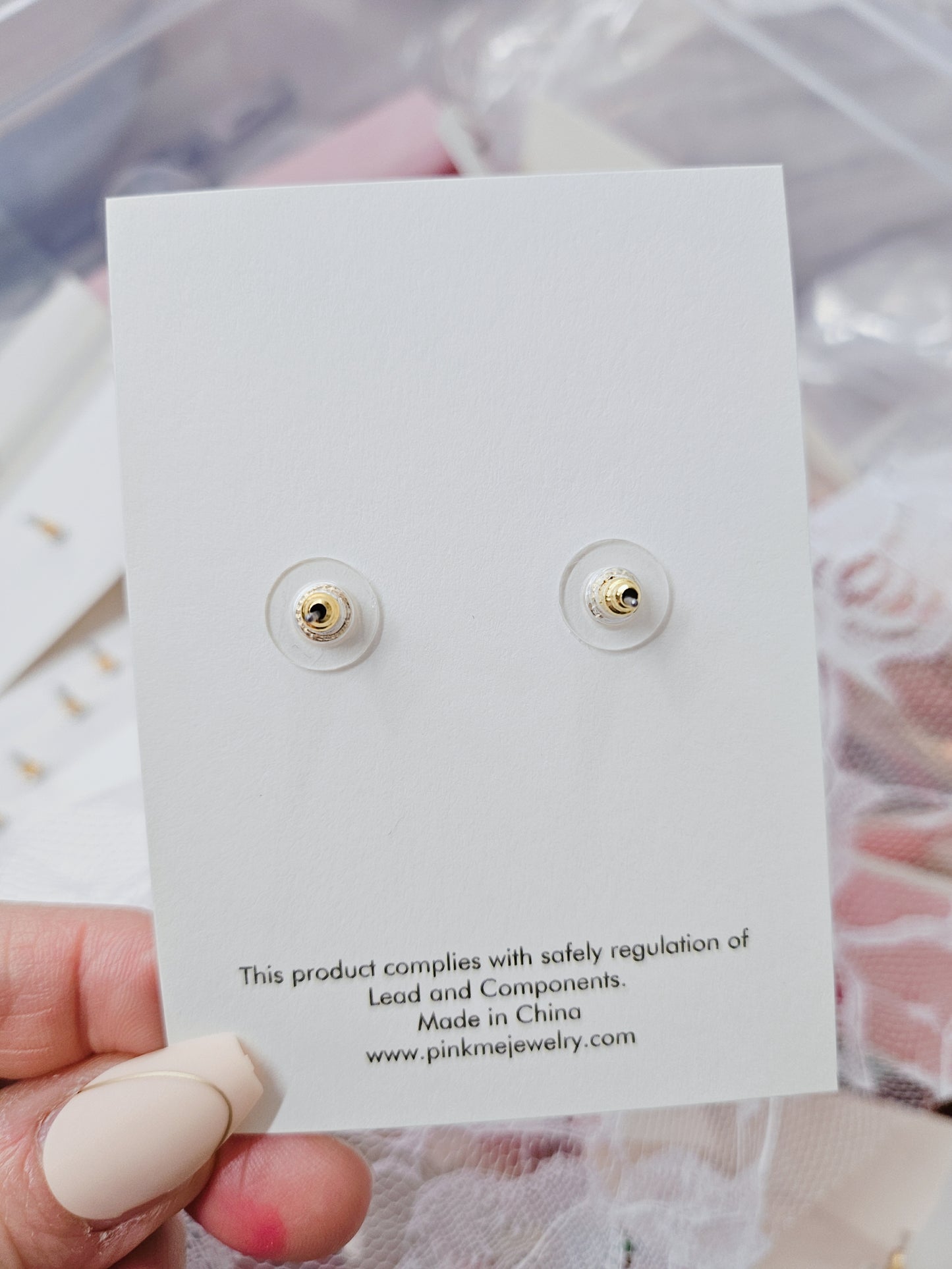 Flower with Clear Stone Stud Earring