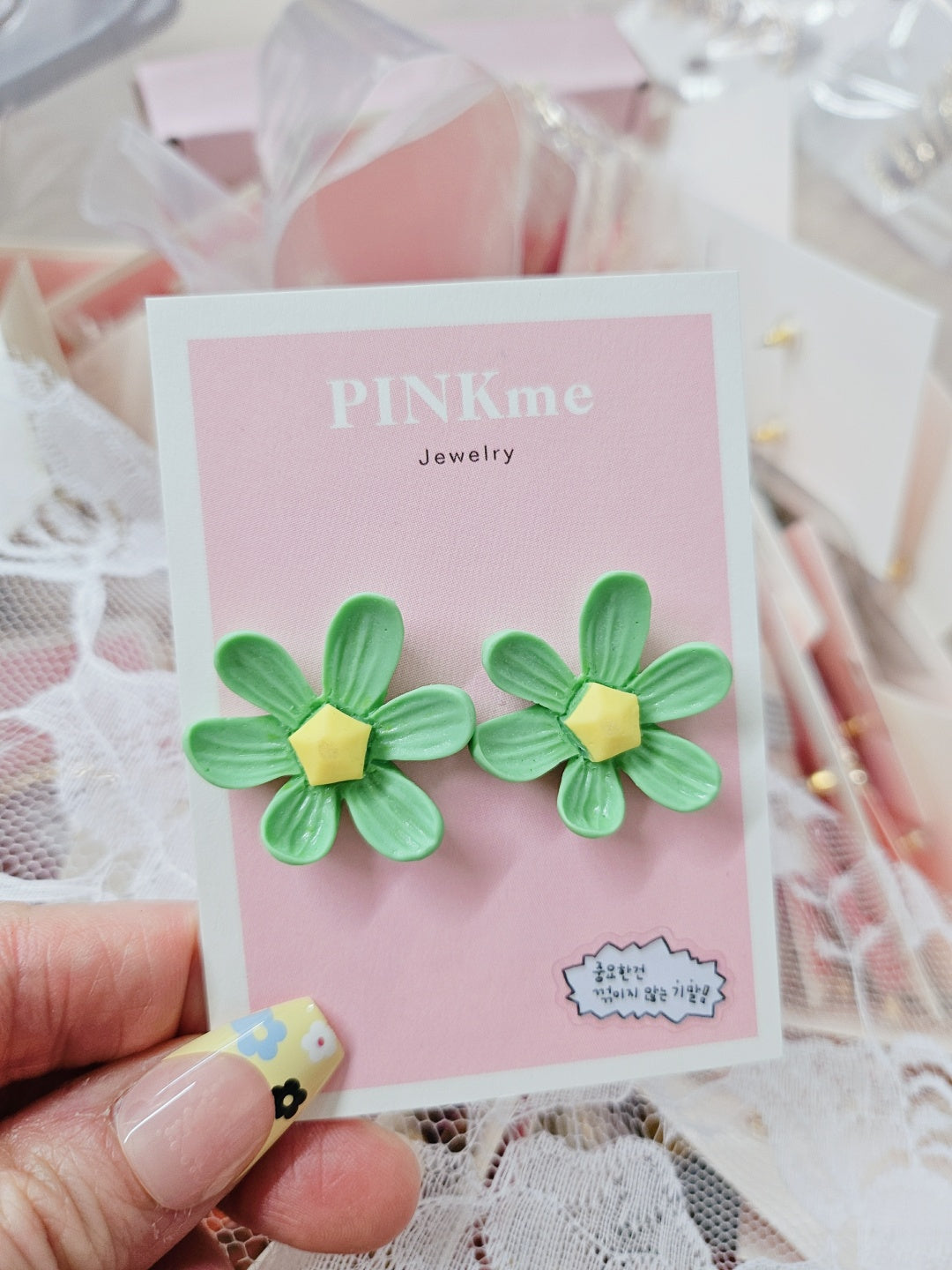 Flower 2 Tone Stud Earring - Cute and Lovely Style