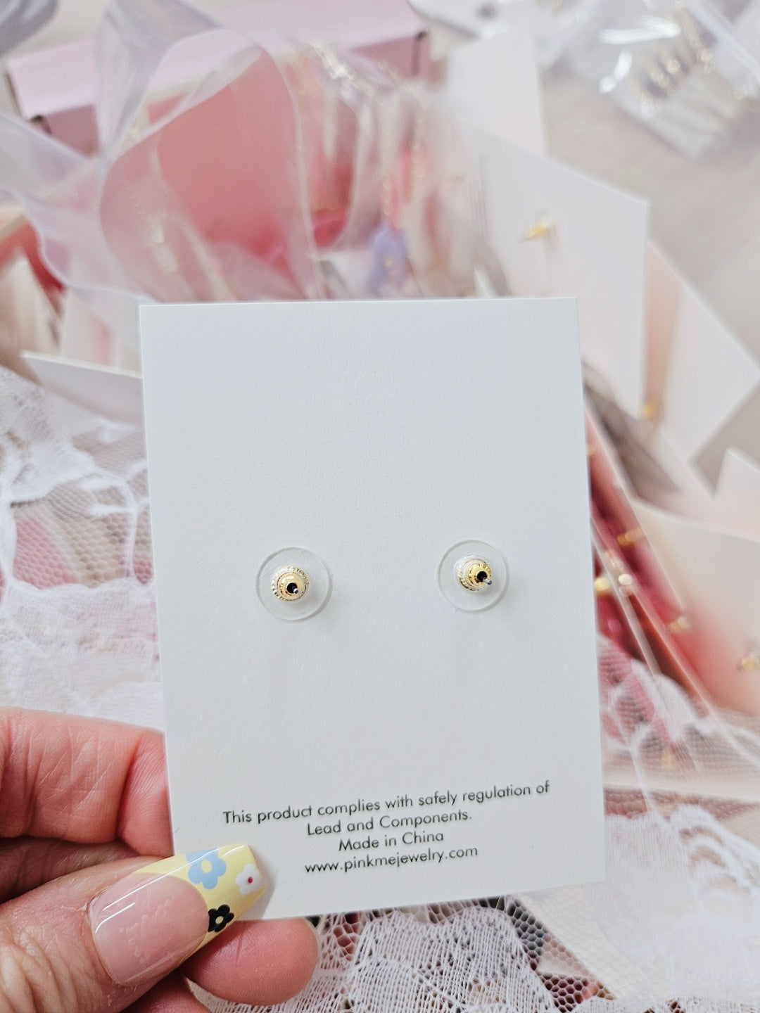 Flower 2 Tone Stud Earring - Cute and Lovely Style