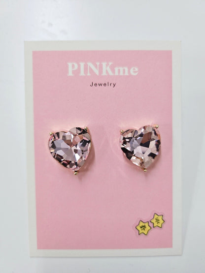 Pink Stone Heart Stud Earring