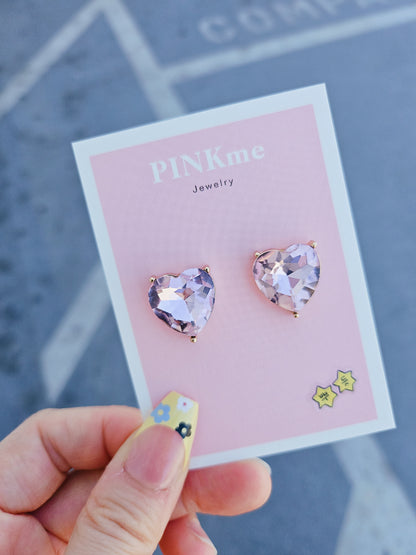 Pink Stone Heart Stud Earring