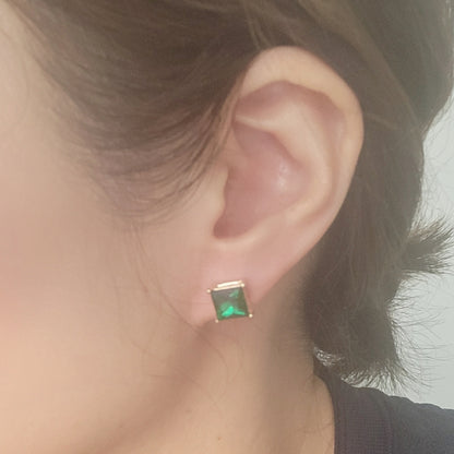 Square 3 set Multi Stone Stud Earring