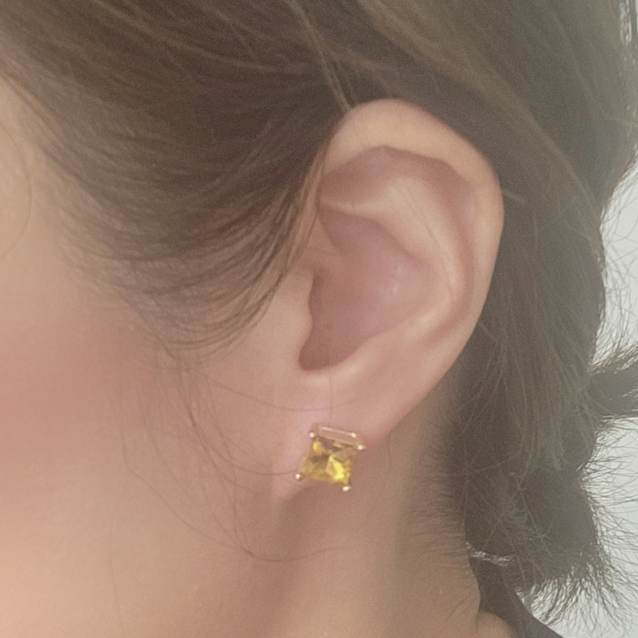 Square 3 set Multi Stone Stud Earring