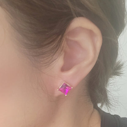 Square 3 set Multi Stone Stud Earring