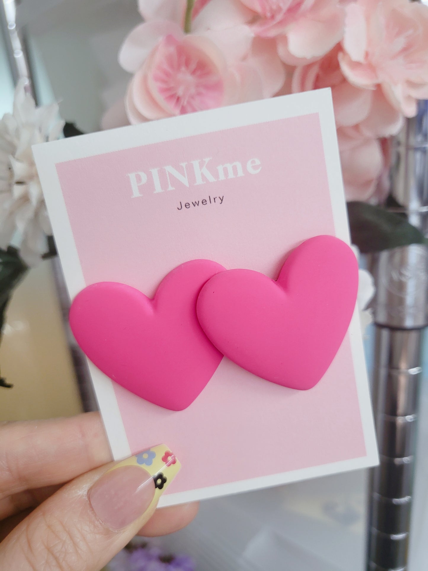 Pink Heart Stud Earring