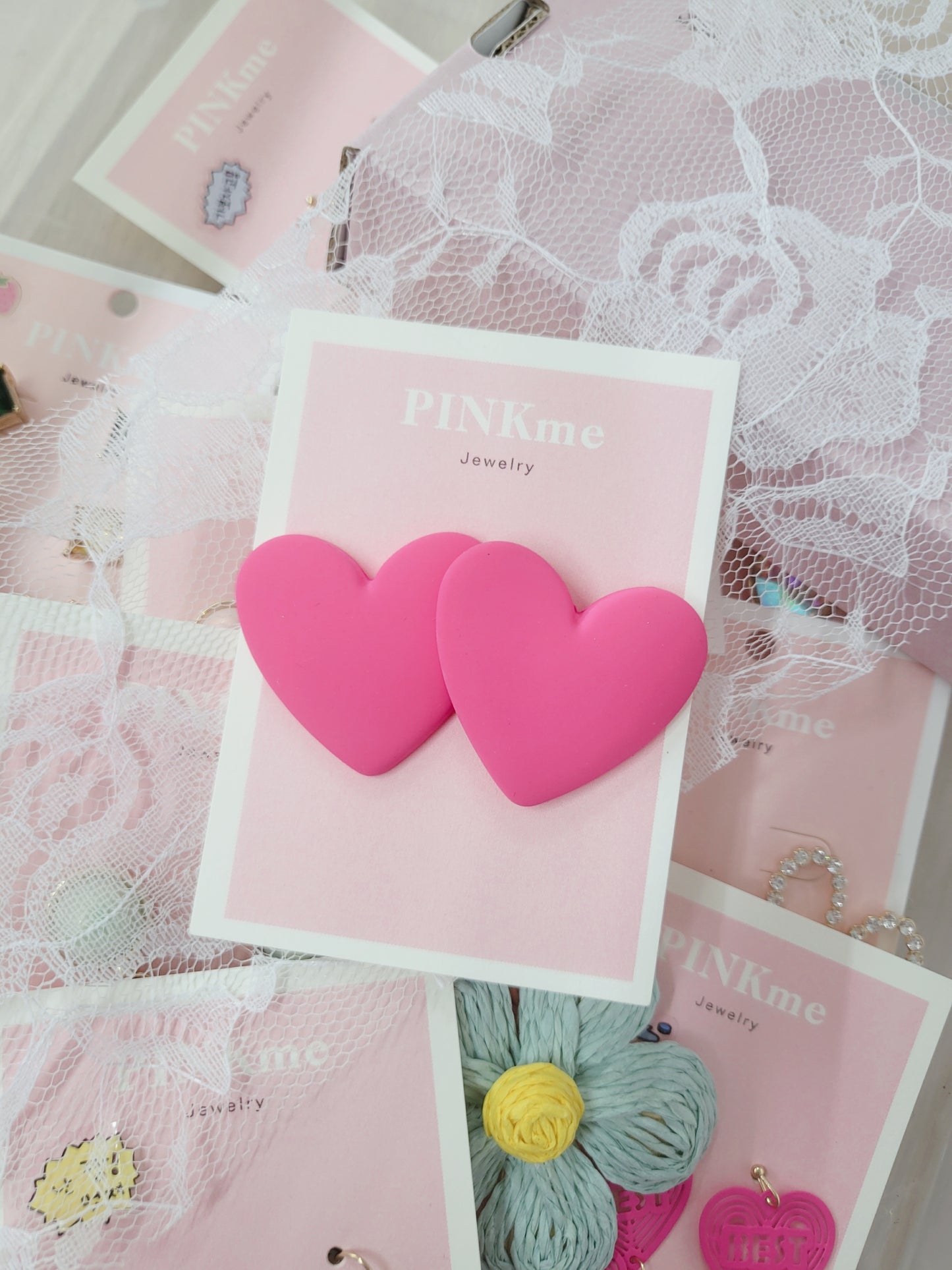 Pink Heart Stud Earring