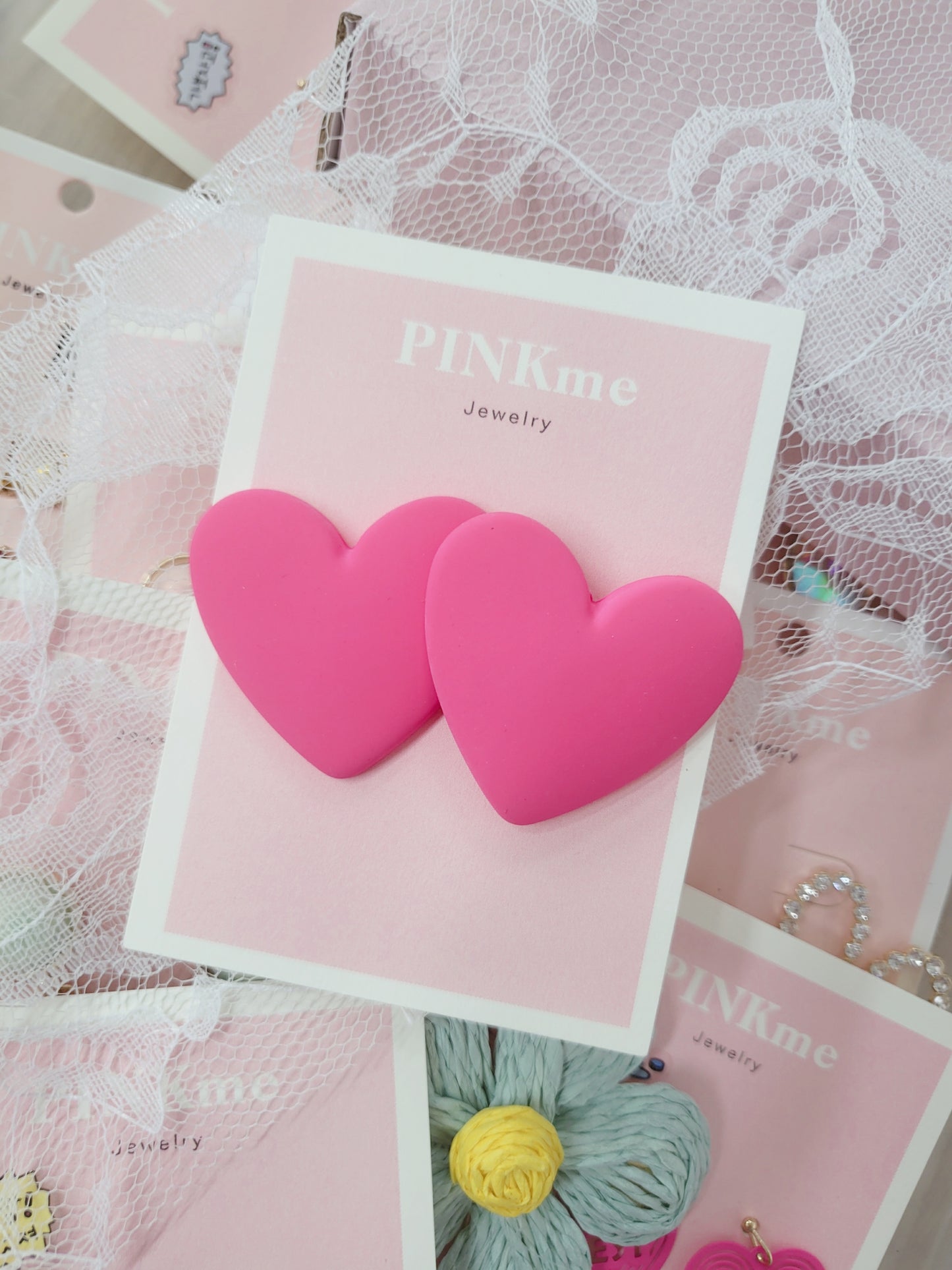 Pink Heart Stud Earring
