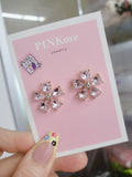 Flower with Clear Stone Stud Earring