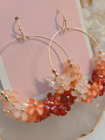 Round Flower Bead Lovely 2" Dangle Earring