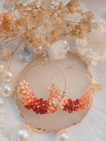 Pink Floral Beaded Drop Dangle Earrings