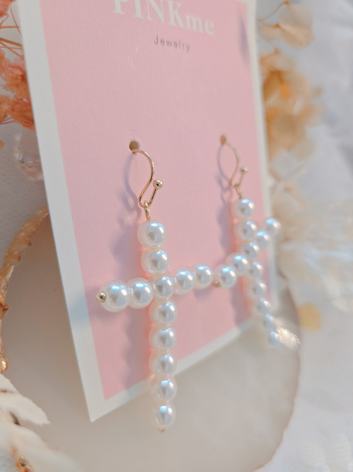 Pearl Cross Dangle Earring