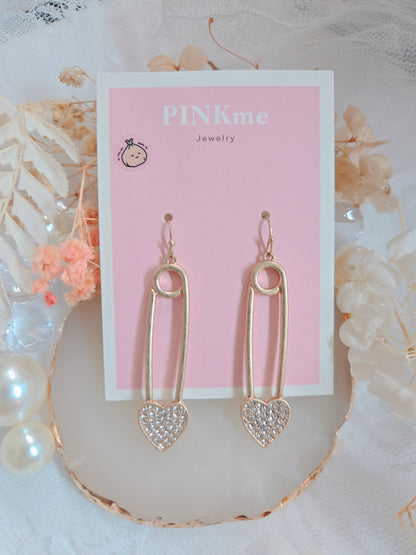 Heart Pin Stone Dangle Earring