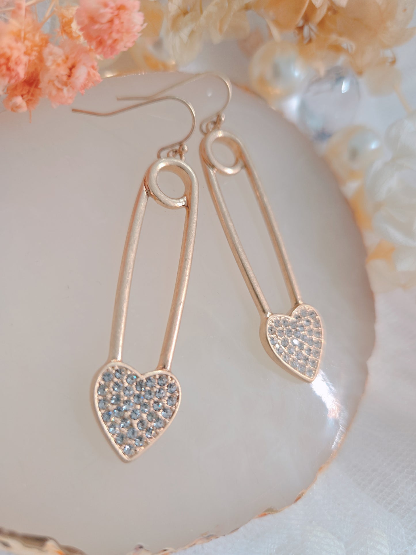 Heart Pin Stone Dangle Earring