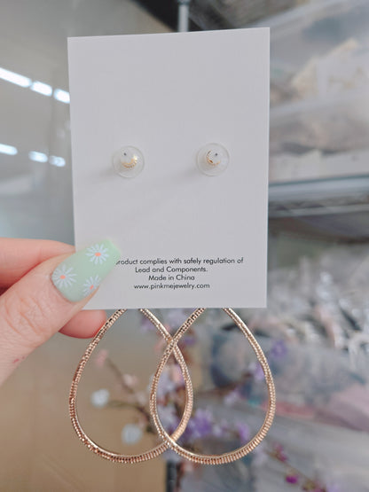 Clear Stone Egg Shape Long Dangle Earring