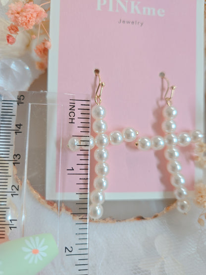 Pearl Cross Dangle Earring
