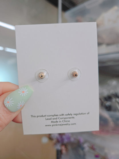 Pink Flower with Pearl Dangle Earring