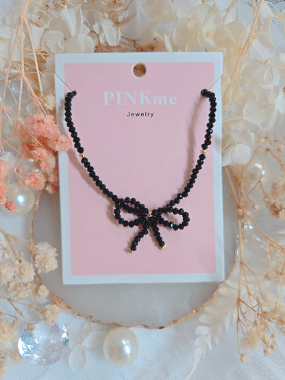 Bead Ribbon Gold Chain Necklace