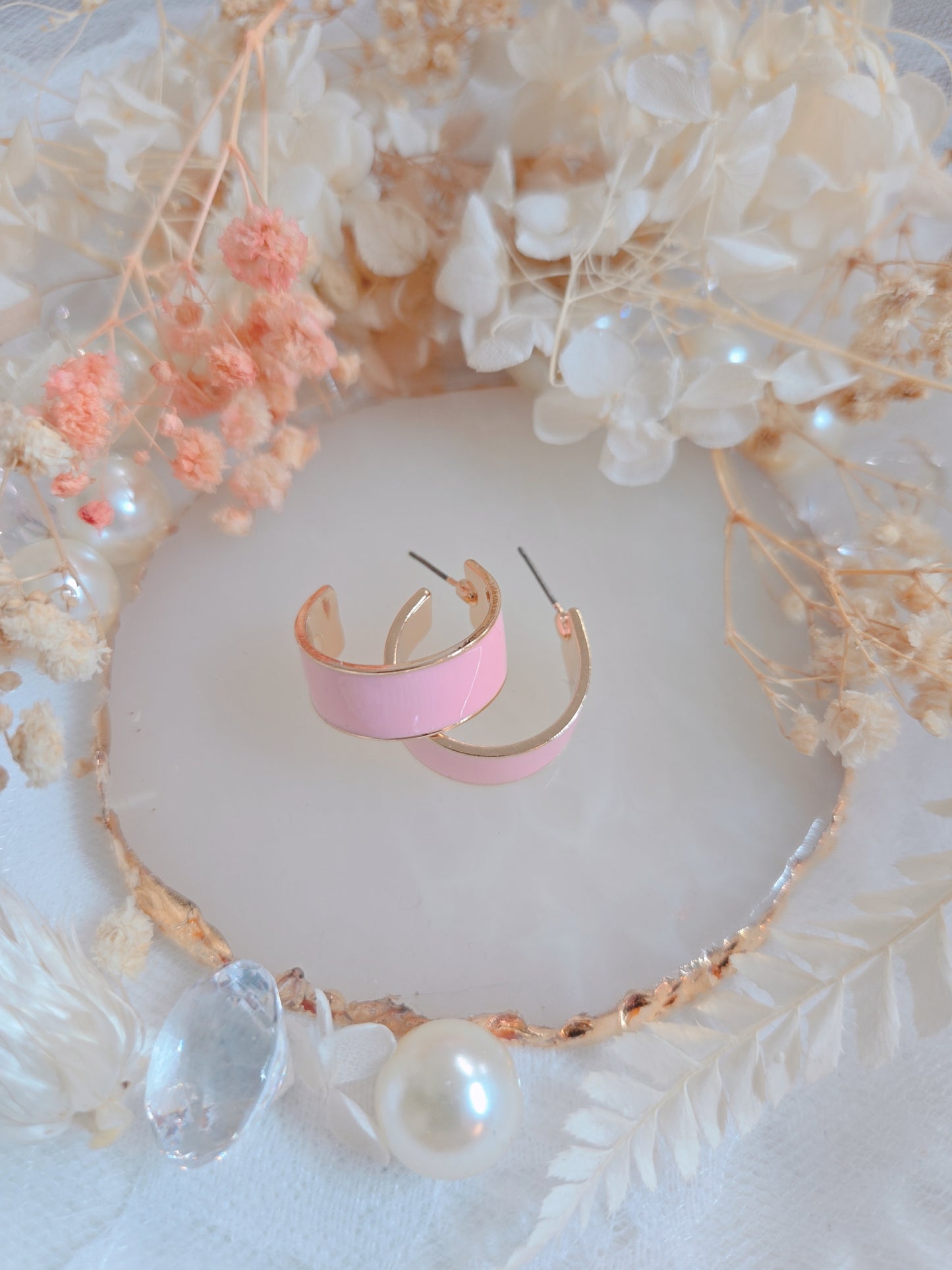 Pink Gold Hoop Small 1.8" Earring