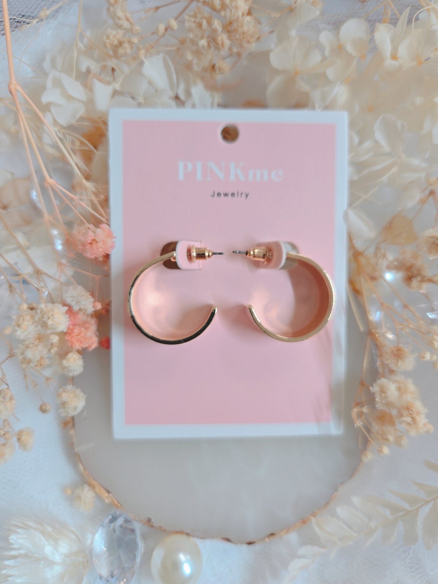 Pink Gold Hoop Small 1.8" Earring