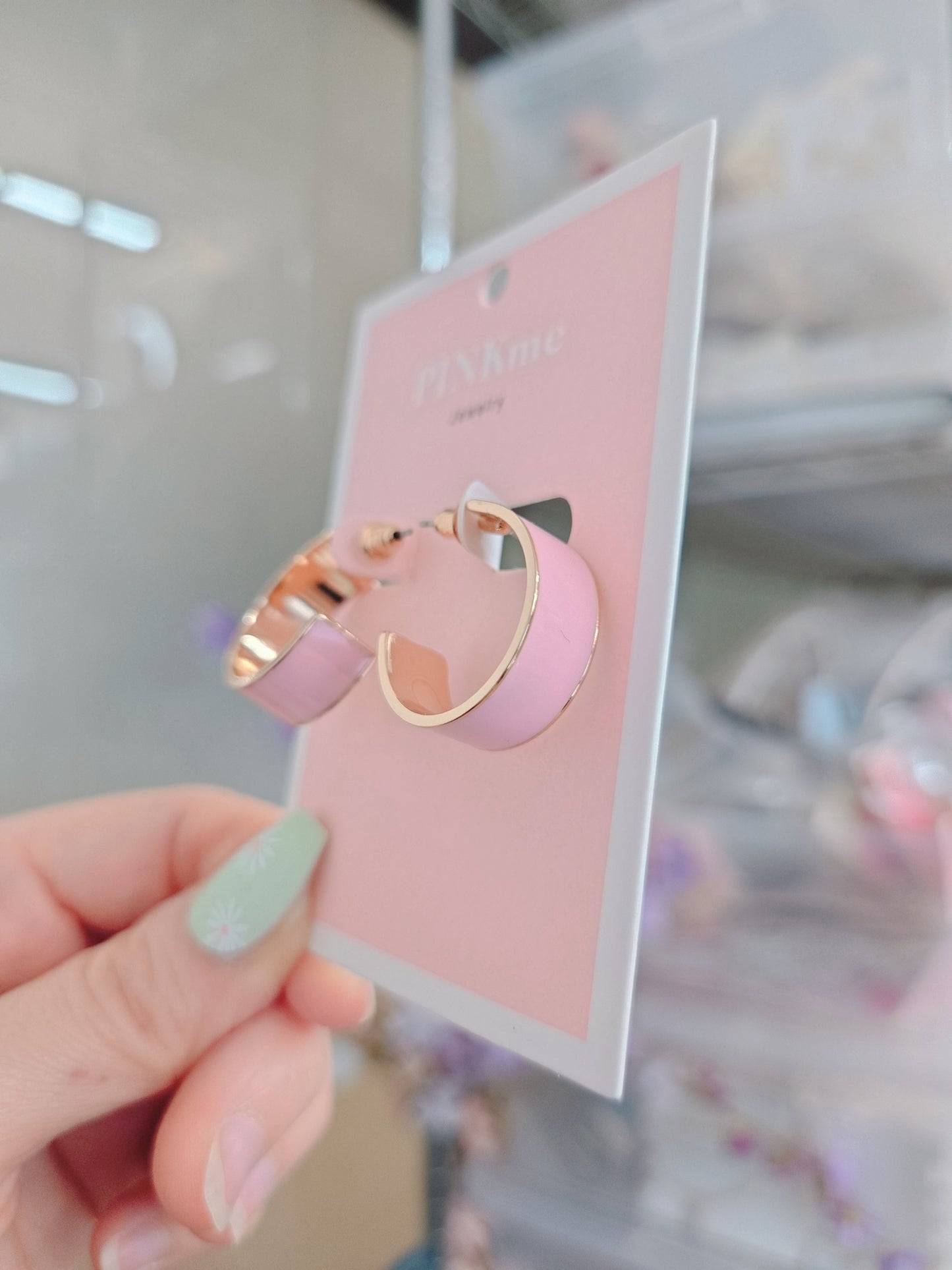 Pink Gold Hoop Small 1.8" Earring