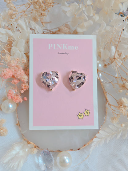 Pink Stone Heart Stud Earring