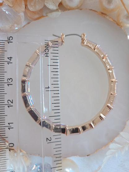 Pink Stone Gold 2" Hoop Earring