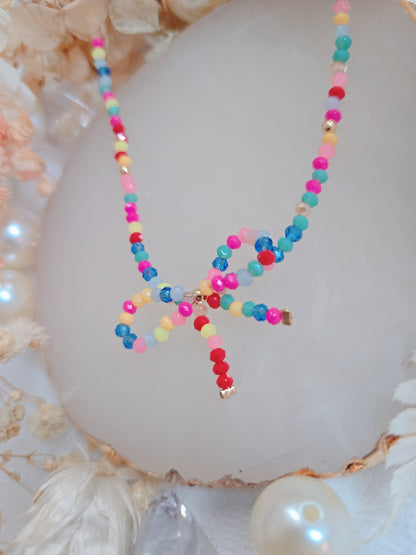 Bead Ribbon Gold Chain Necklace