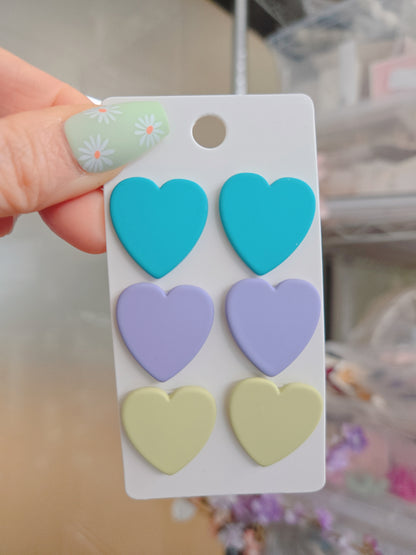 3 Set Heart Stud Earring