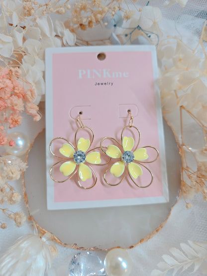 Yellow Flower with Gold Dangle Earring