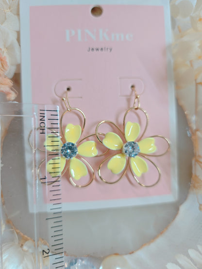 Yellow Flower with Gold Dangle Earring