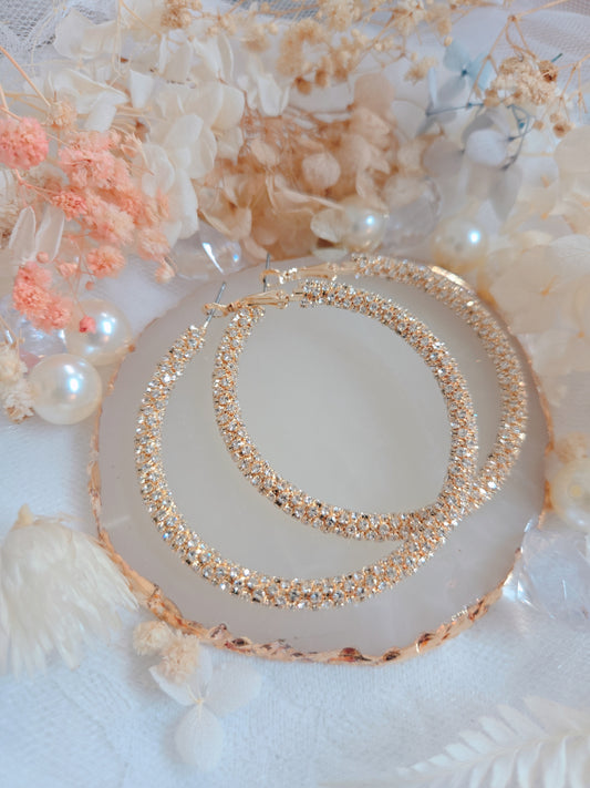 Gold Silver Bling Bling 2.25" Hoop Earring