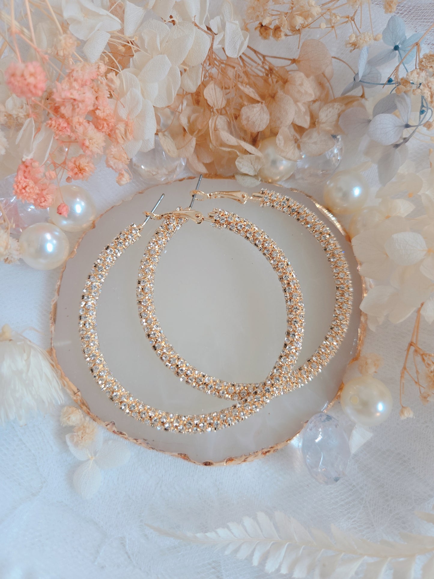 Gold Silver Bling Bling 2.25" Hoop Earring