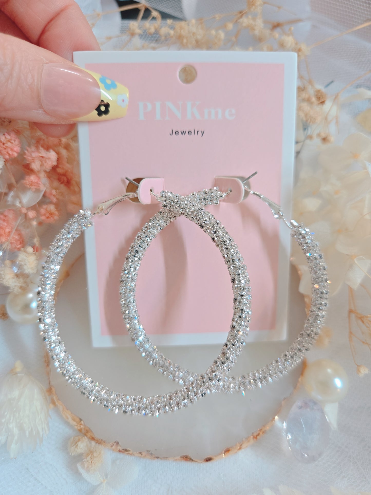 Gold Silver Bling Bling 2.25" Hoop Earring