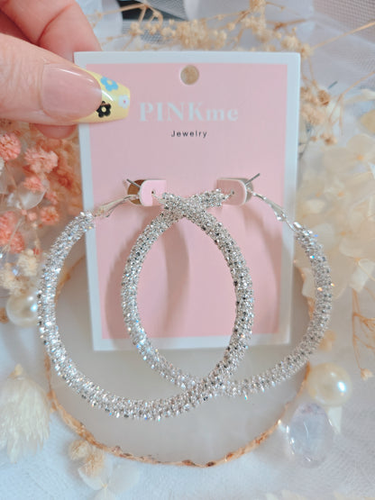 Gold Silver Bling Bling 2.25" Hoop Earring