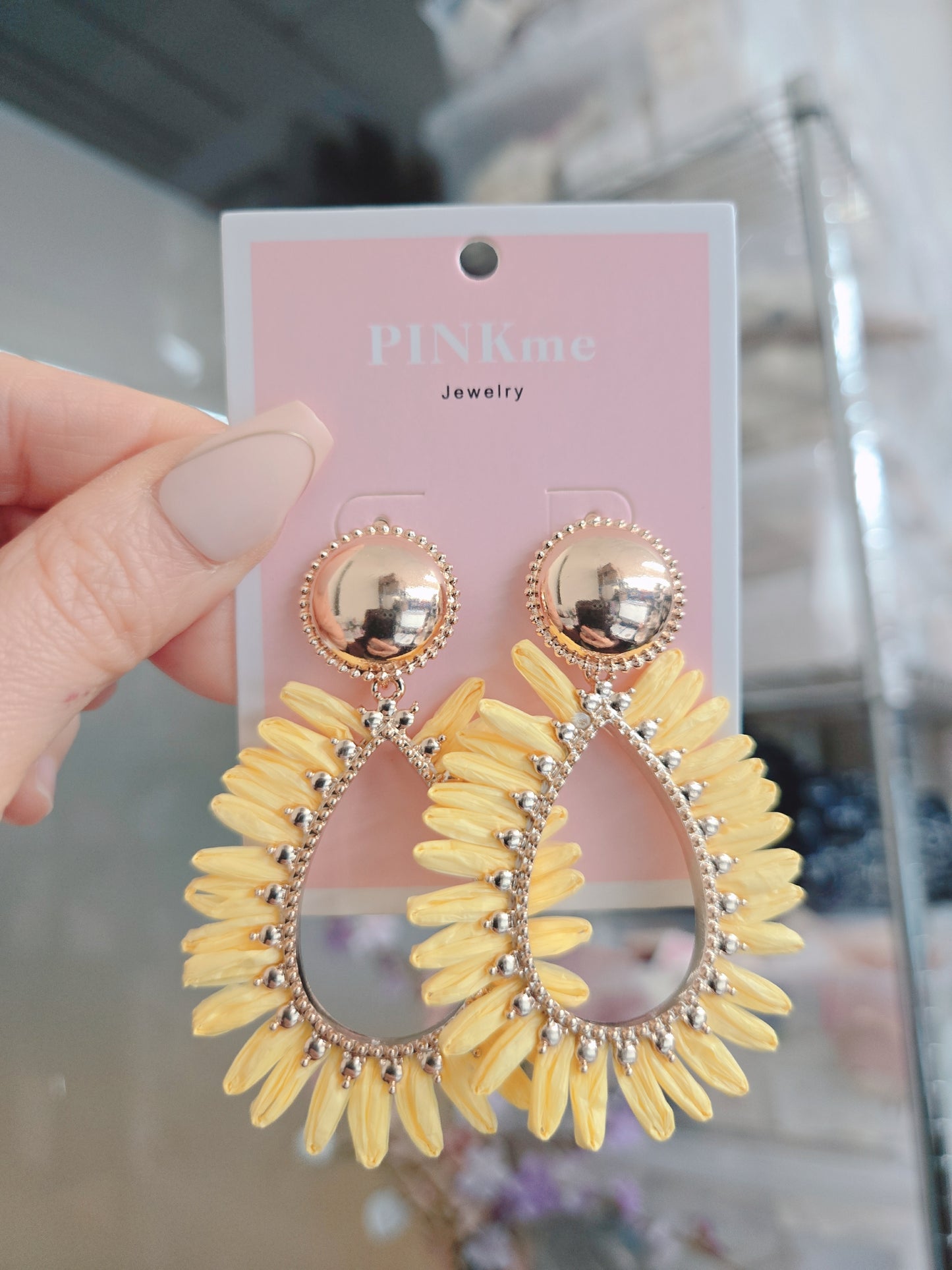 Gold Color Yellow Leaf Drop Earring