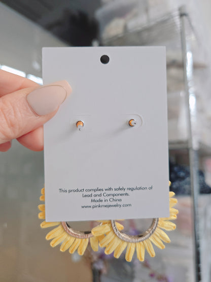 Gold Color Yellow Leaf Drop Earring