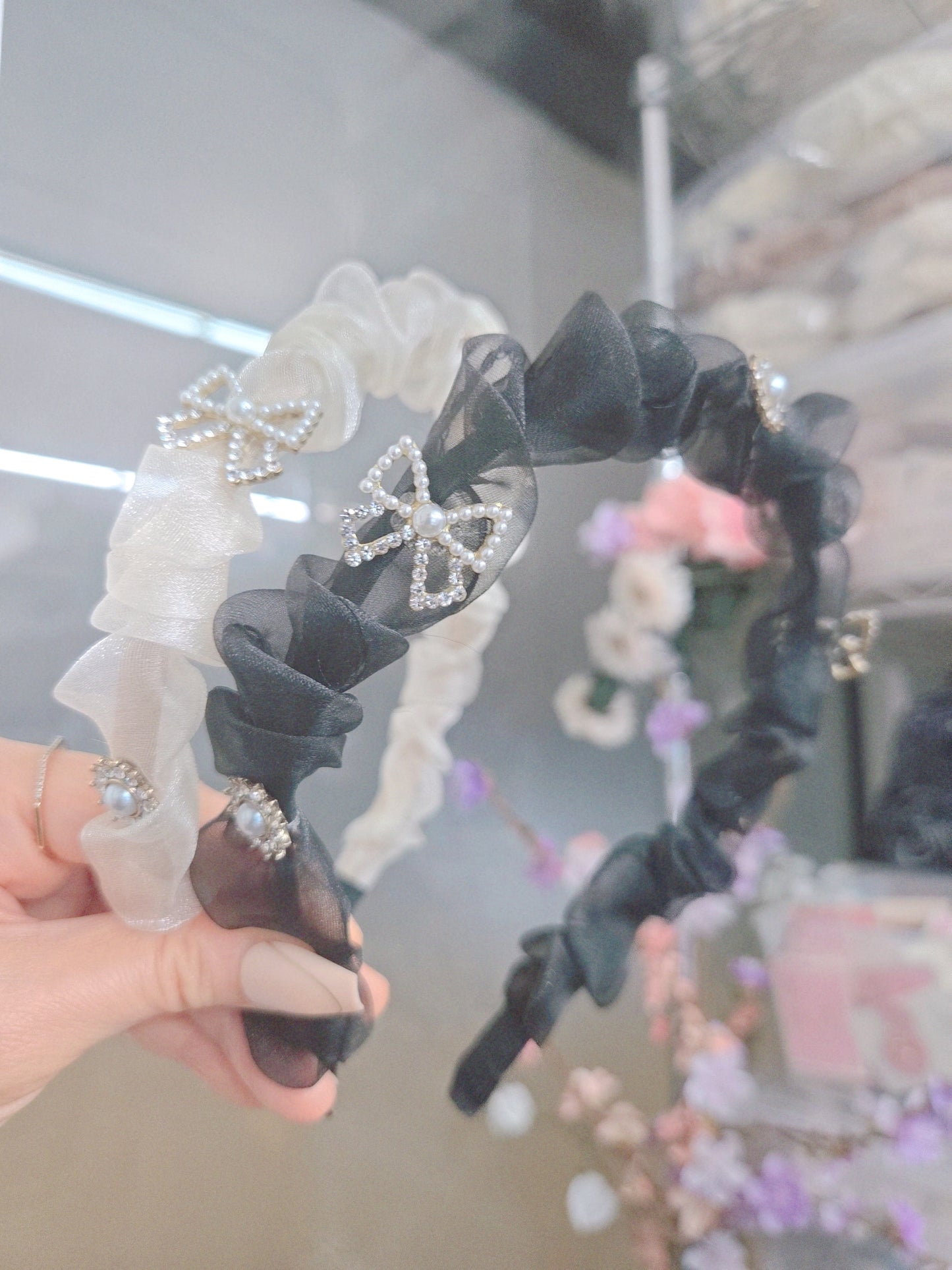 Cubic Stone Ribbon Princess Hairband