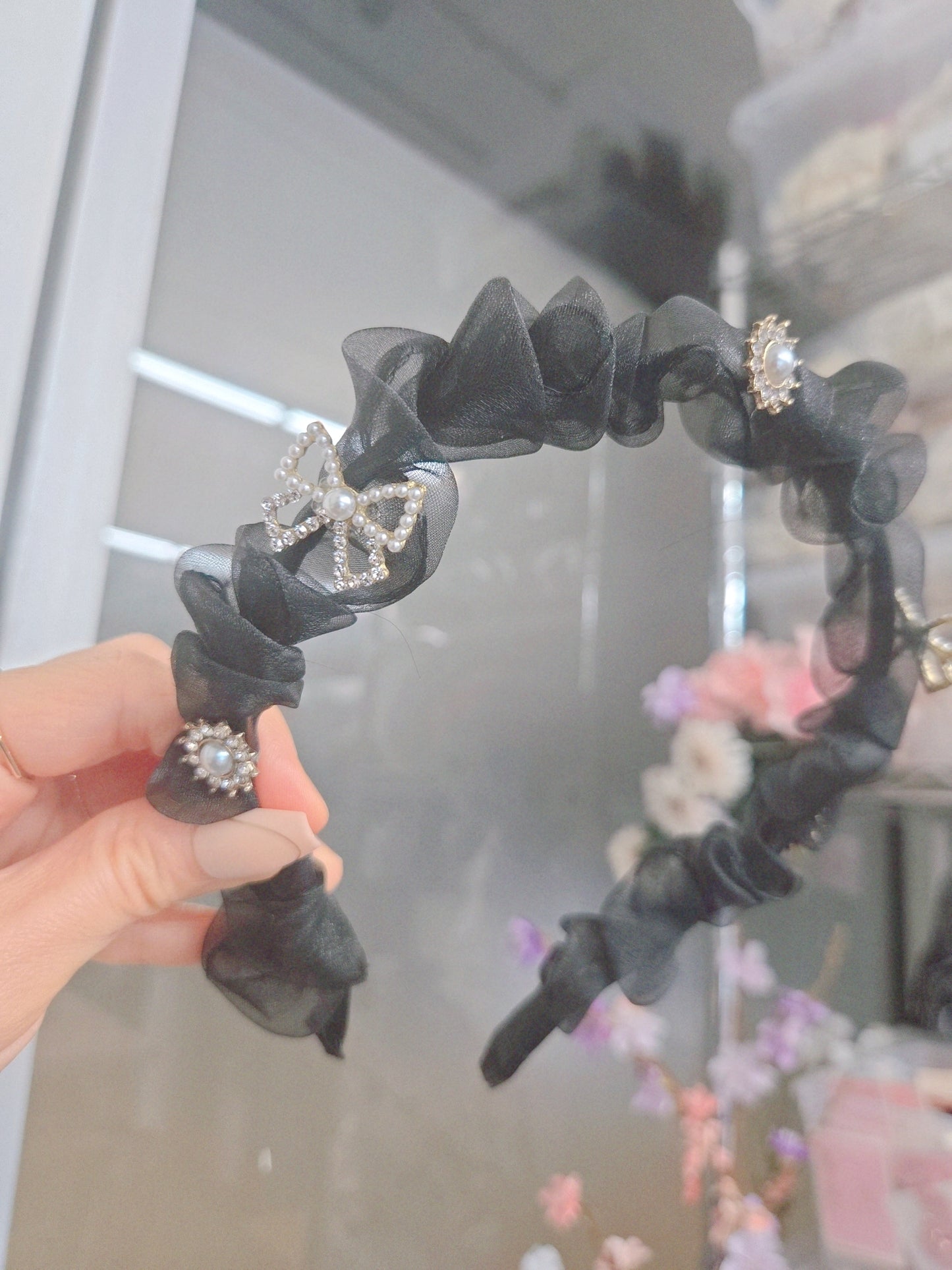 Cubic Stone Ribbon Princess Hairband