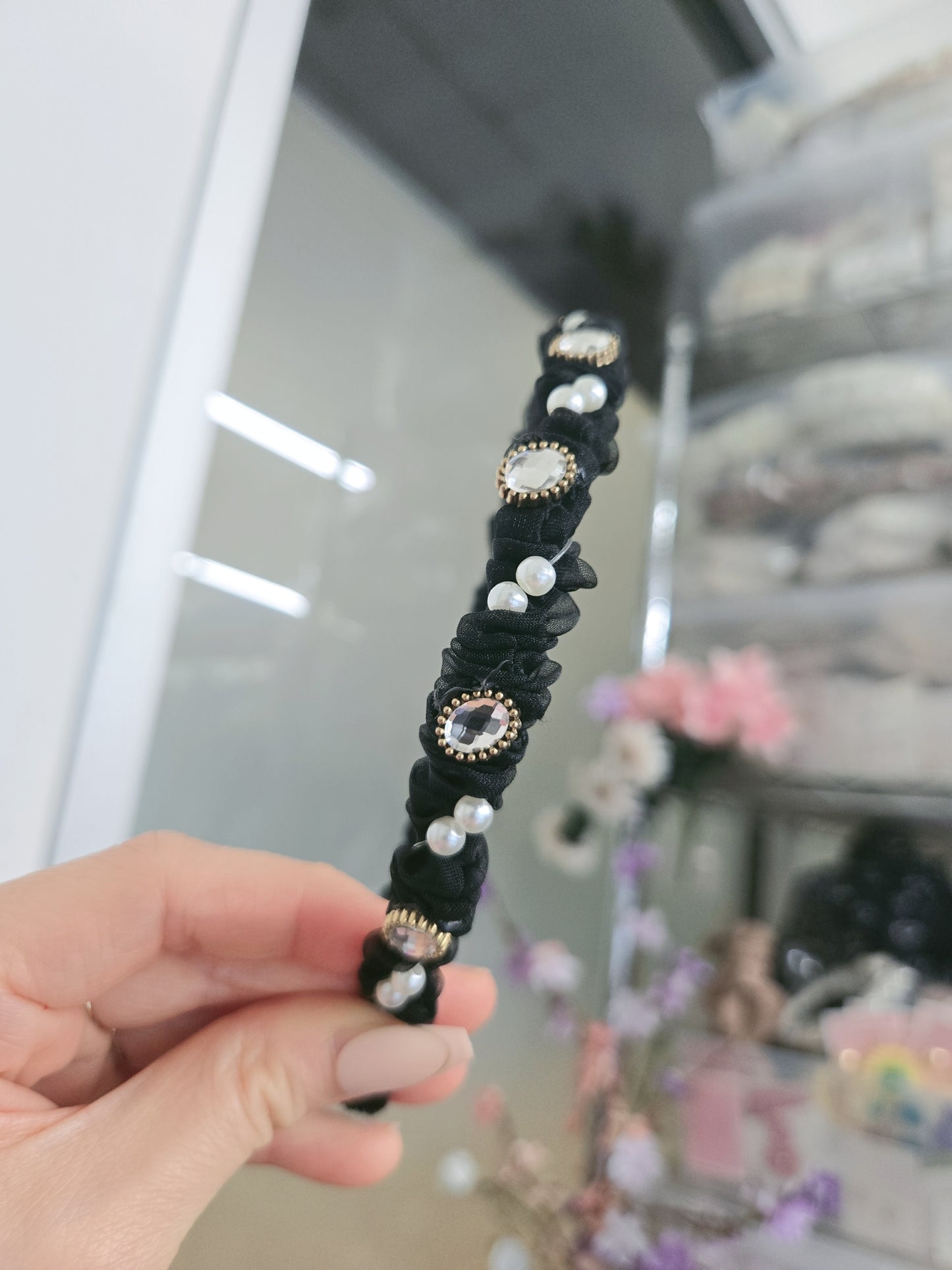 Stone Black Pearl Princess Hairband