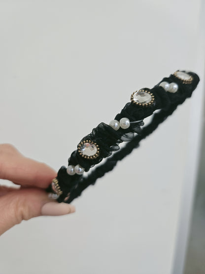 Stone Black Pearl Princess Hairband