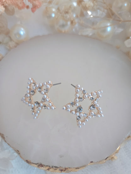 Star Pearl Stone Stud Earring