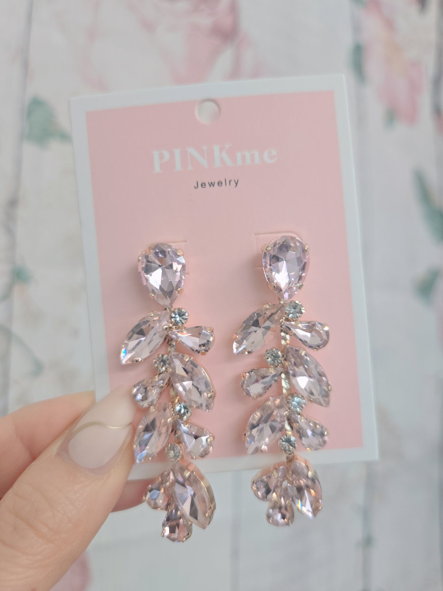 Pink Stone Bling 2.5" Drop Earring